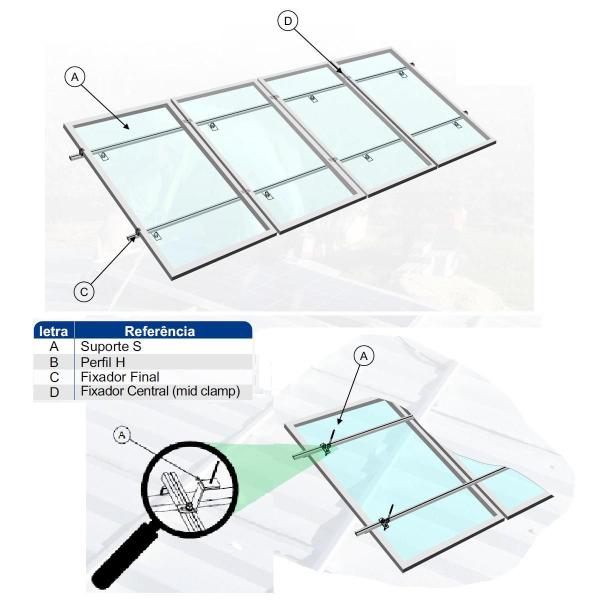 Imagem de Estrutura Suporte Z Fixador Placa Painel Solar Alumínio E