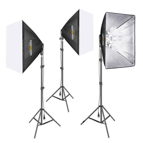 Imagem de Estúdio de Iluminação ARES 675W c/ Softboxs 50x70 e Lâmpadas - 110V