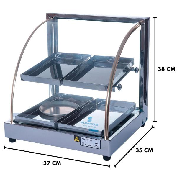 Imagem de Estufa De Salgados Expositor Duplo 4 Bandejas Aquecedora Vidro Curvo - Supritecs