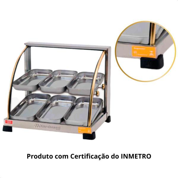 Imagem de Estufa De Salgados Vitrine Expositora 6 Bandejas Dupla Inox