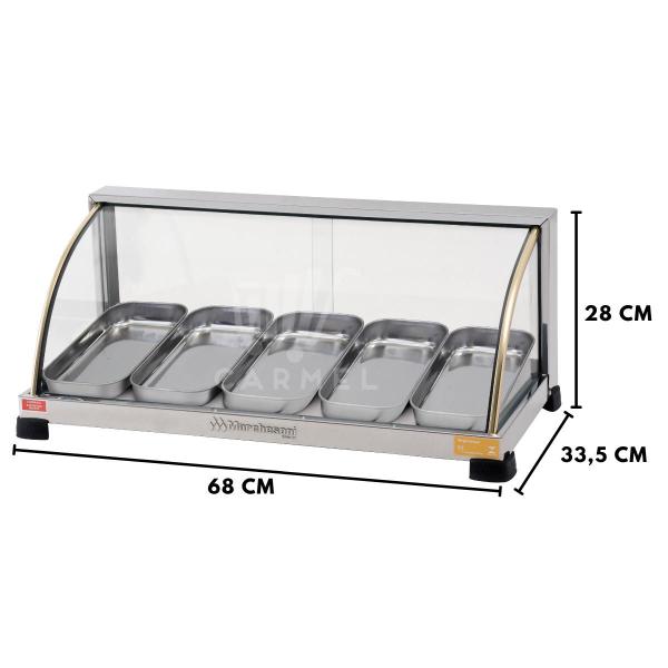 Imagem de Estufa Para Salgado 5 Bandejas Vitrine Expositor Ouro Curva Marchesoni