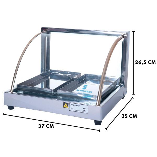 Imagem de Estufa Para Salgados 2 Bandejas Expositor Vidro Curvo Supritecs