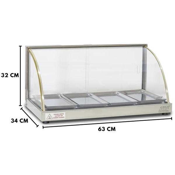 Imagem de Estufa Para Salgados 4 Bandejas Vitrine Inox Linha W Expositor Titã Elétrica Térmica