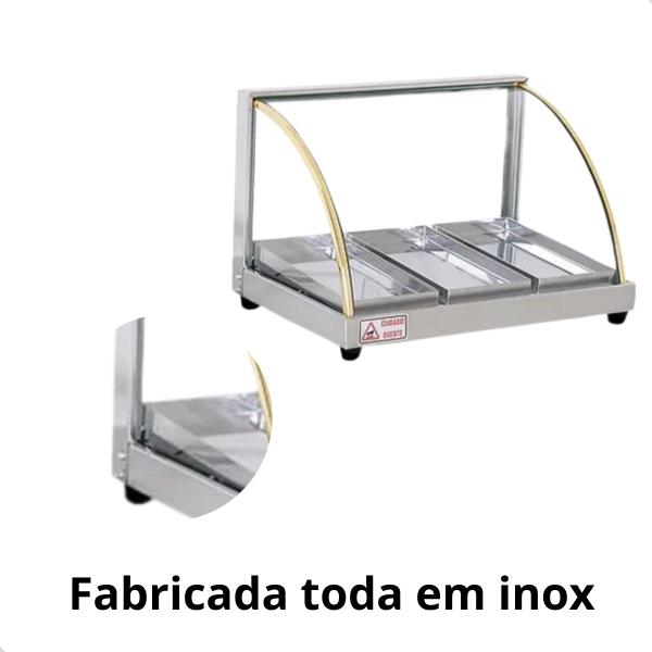 Imagem de Estufa vidro curvo 3 bandejas inox com selo do inmetro 127v