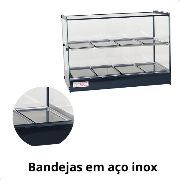 Imagem de Estufa vitrine aquecedor para salgados dupla 8 bandejas 220v