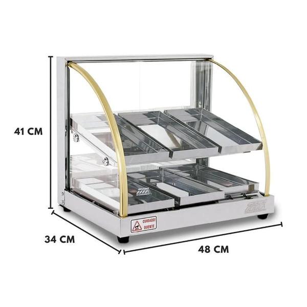 Imagem de Estufa Vitrine Elétrica Curva Duplo Quente 6 Bandejas Inox Tita