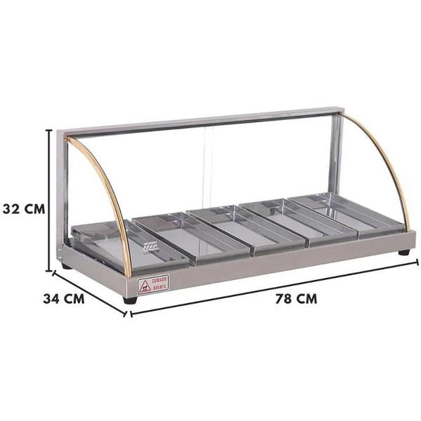 Imagem de Estufa Vitrine Elétrica Curva Quente 5 Bandejas Inox Tita