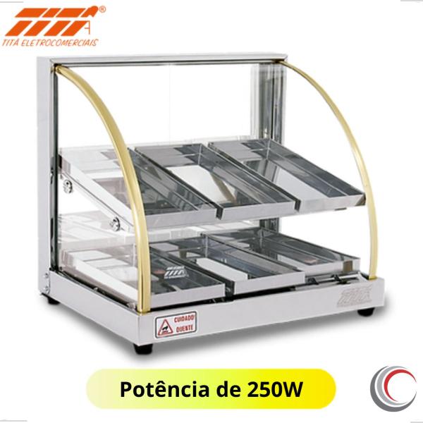 Imagem de Estufa vitrine expositor inox para salgados 6 bandejas dupla