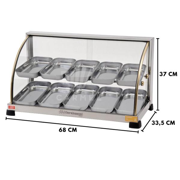 Imagem de Estufa Vitrine Ouro Para Salgados Dupla Expositor 10 Bandejas Marchesoni