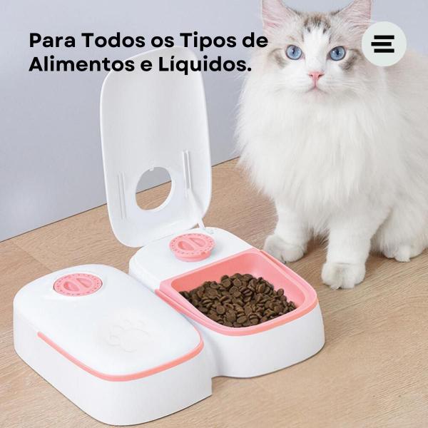 Imagem de ETHMIX, Alimentador, Comedouro Duplo para Pets, Programável, Rosa