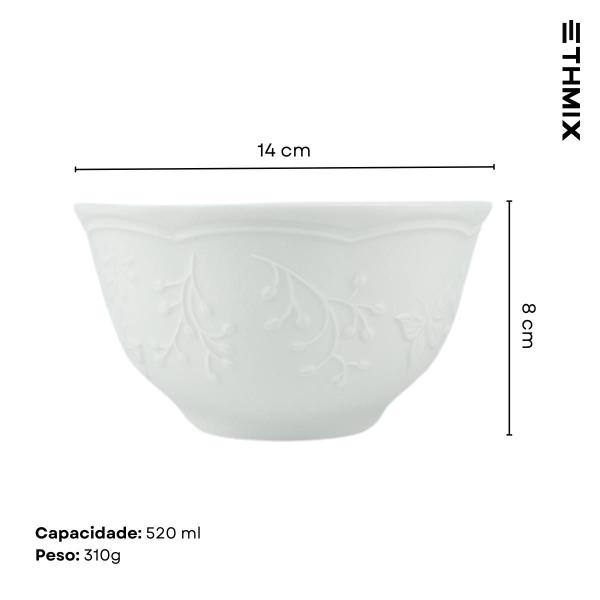 Imagem de ETHMIX, Pote, Bowl Porcelana, Detalhe Flores, Branco