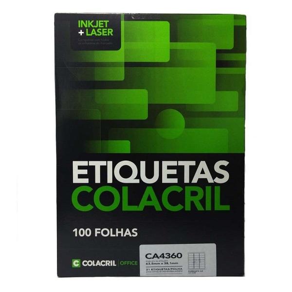 Imagem de Etiqueta A4 CA4360 63,5x38,1mm Colacril 100 Folhas