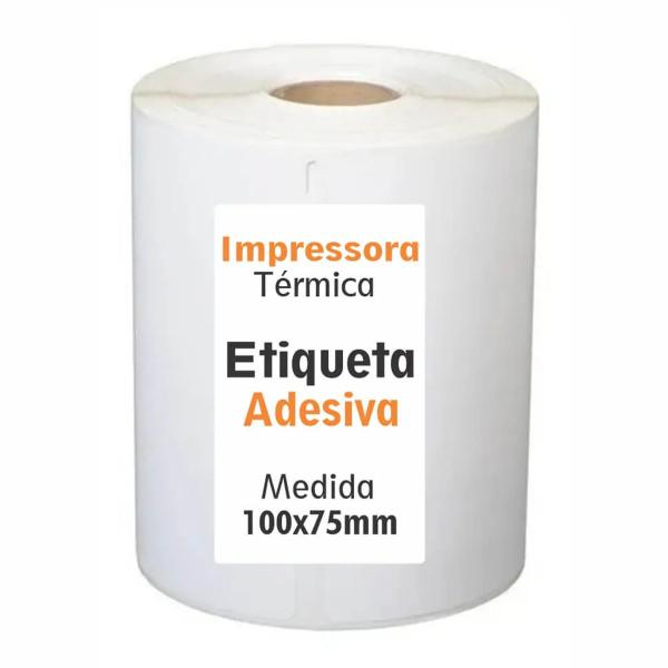 Imagem de Etiqueta adesiva couchê impressora térmica 100x75mm 01un