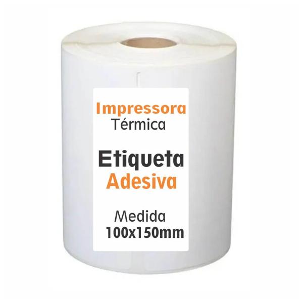 Imagem de Etiqueta adesiva couchê impressora térmica cassmar 100x150mm 01un