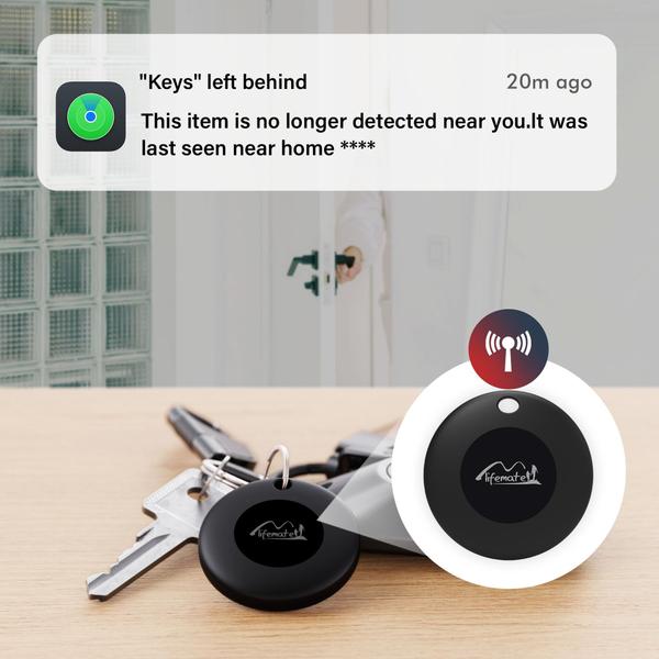 Imagem de Etiqueta de rastreamento Bluetooth Lifemate com chaveiro de couro (3 pacotes)
