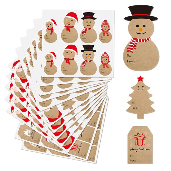 Imagem de Etiquetas de presente de Natal e adesivos ZWZIOO 124 unidades, 14 padrões