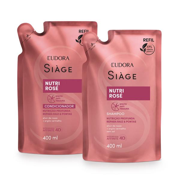 Eudora Kit Refil Siàge Nutri Rosé: Shampoo 400ml + Condicionador 400ml Eudora Kit Refil Siàge Nutri Rosé: Shampoo 400ml + Condicionador 400ml
