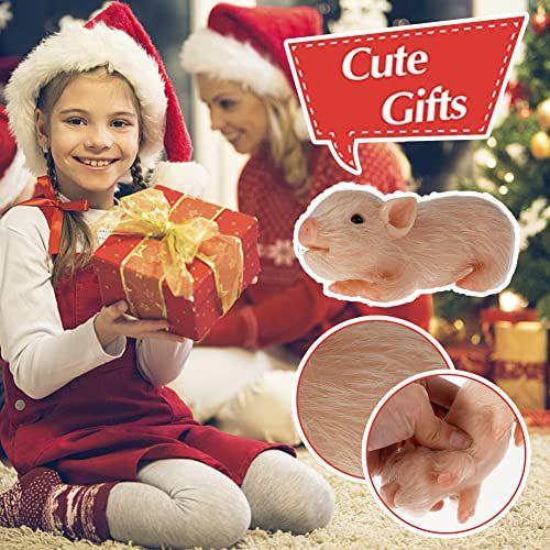 Imagem de Eummy Pig Best Gift-5 polegadas Mini Leitão de silicone realista branco, animais falsos elásticos de corpo inteiro Silicone Baby Pig, animais de silicone bonito falso renascer, Lifelike Baby Piggy Doll corpo macio