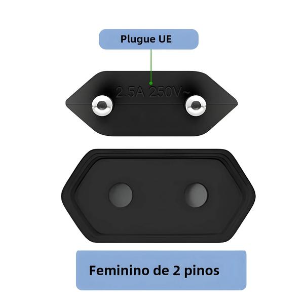 Imagem de Europeu 2 Pinos Macho Para Fêmea Tomada Cabo De Extensão De Alimentação Cabo Extensor De Tomada Da