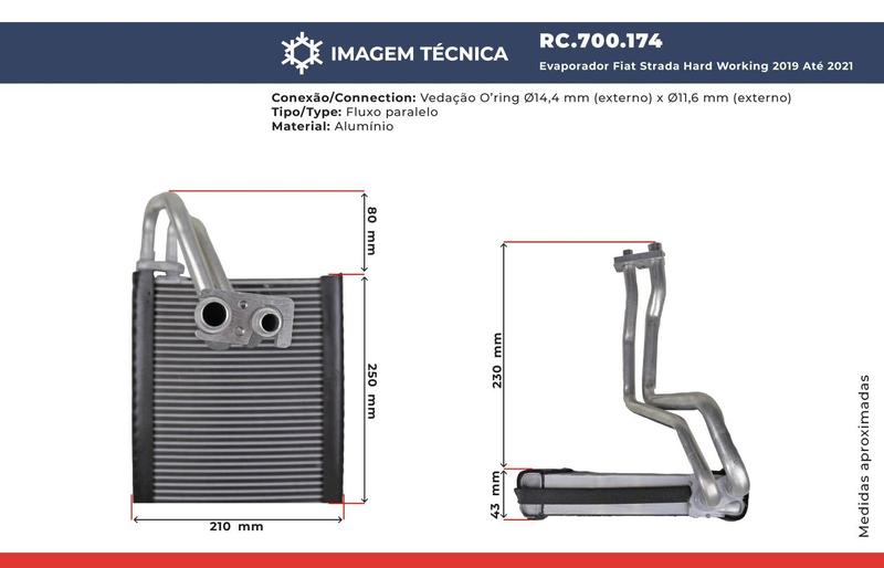 Imagem de Evaporador Fiat Strada Hard Working 2019 A 2021 OEM: 7091956