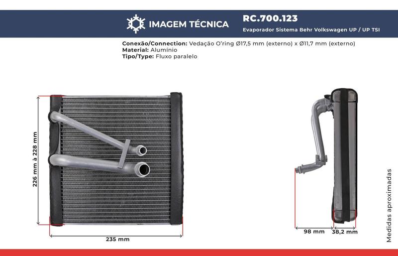 Imagem de Evaporador Sistema Behr Volkswagen Up, Polo, Gol G5 G6