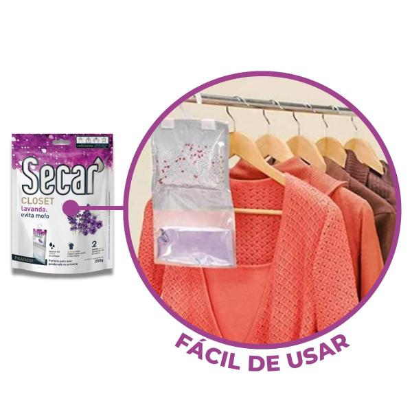 Imagem de Evita Mofo Secar Original Closet Lavanda 250g Desumificador Armário Anti Umidade Fungos Cheirinho 