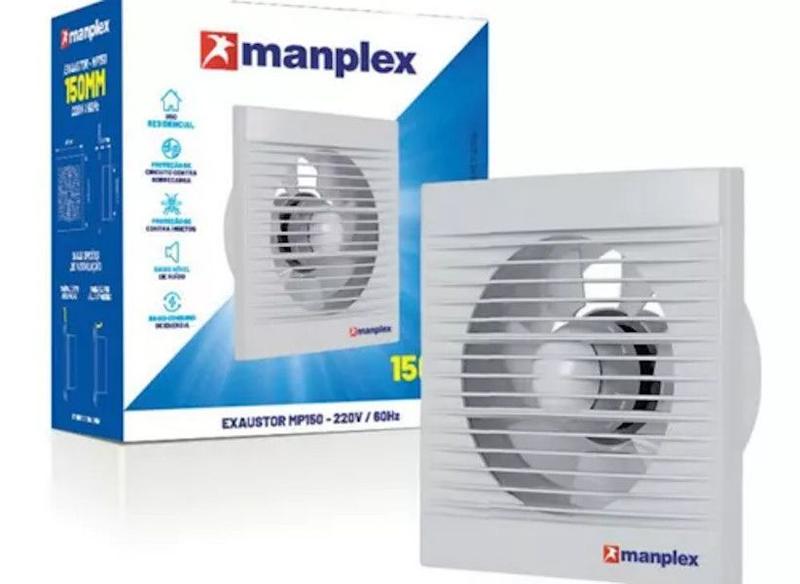 Exaustor Banheiro Lavabo Residencial 150mm 18w 220v Manplex Imagem de Exaustor Banheiro Lavabo Residencial 150mm 18w 220v Manplex