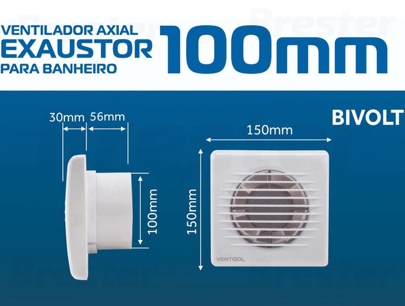 Imagem de Exaustor Para Banheiro Ventilador Ventisol 100mm Bivolt Automático