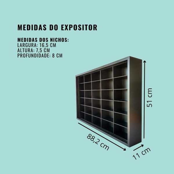 Expositor 30 Nichos - Escala 1:43 caixa base Preto - cod 43033 - MAG ART STORE Imagem de Expositor 30 Nichos - Escala 1:43 caixa base Preto - cod 43033