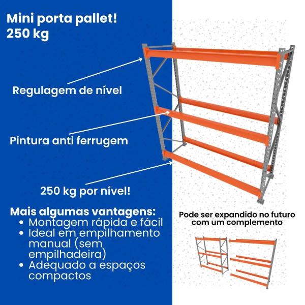 Expositor 5 mini porta pallet 250 kg 180x200x60 (CxLxP) - AMAPÁ Imagem de Expositor 5 mini porta pallet 250 kg 180x200x60 (CxLxP)