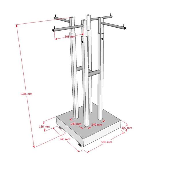 Imagem de Expositor com 4 Braços cabideiros - Robust Base Em MDF Comac