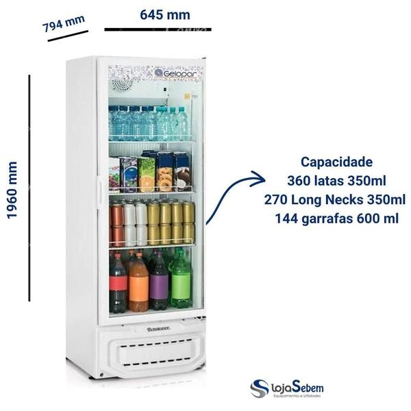 Imagem de Expositor de Bebidas Vertical Gelopar 410 Litros Porta de Vidro Branco GPTU-40 110v