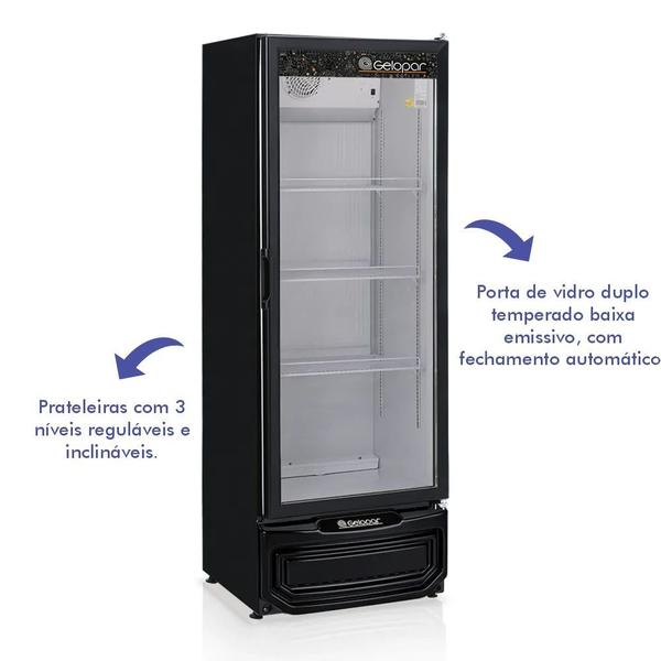 Imagem de Expositor de Bebidas Vertical Gelopar 410 LItros Porta de Vidro Preto GPTU-40 220V