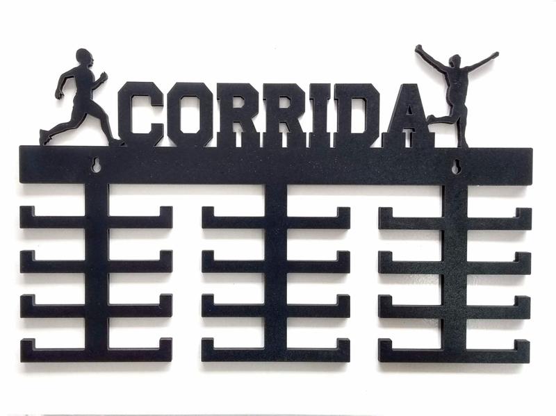 Imagem de Expositor Porta Medalhas Corrida Mdf Preto 24 Suportes