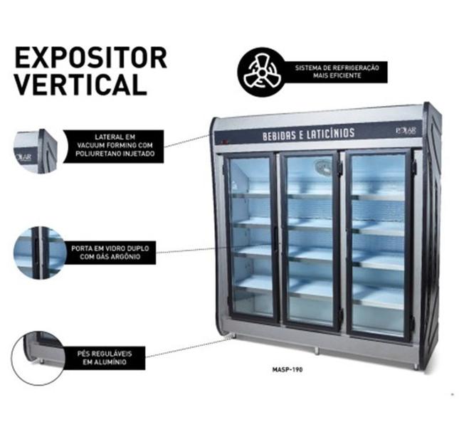 Imagem de Expositor Refrigerado Vertical 3 Portas MASP190 Polar 220V