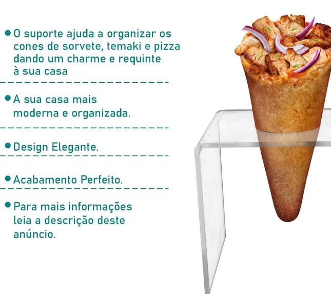 Imagem de Expositor Servir Pizza Cone Temaki Sorvete  Acrilico 2 Furos