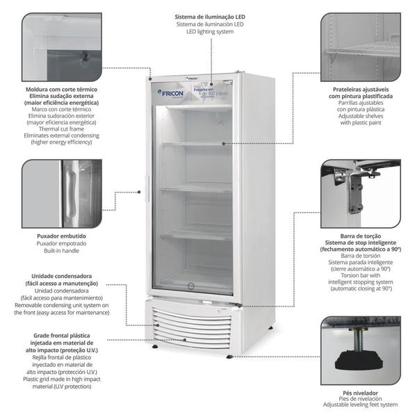 Imagem de Expositor Vertical de Média Temperatura 402 Litros Porta de Vidro Fricon VCFM402-2V000 Branco 220V