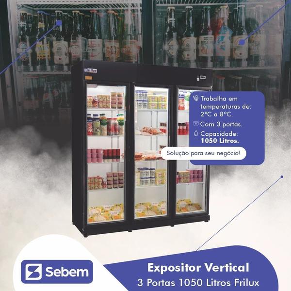 Expositor Vertical Refrigerado Visacooler 3 Portas Frilux - Frillux Imagem de Expositor Vertical Refrigerado Visacooler 3 Portas Frilux