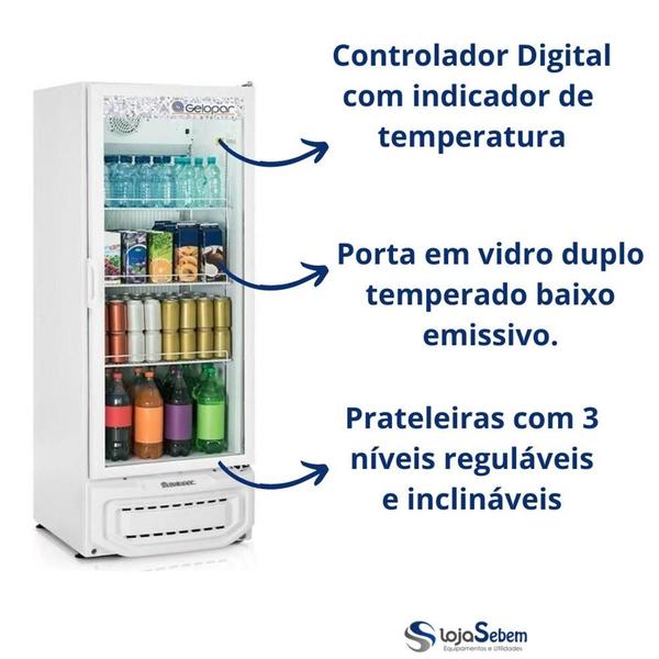 Imagem de Expositor Vertical Refrigerado Visacooler Preto 410 Litros Gelopar GPTU 40 Branco 220v