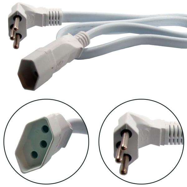 Imagem de Extensão 20A Reforçada Para Microondas 3 Metros Tripolar Plug 90 Graus Branco