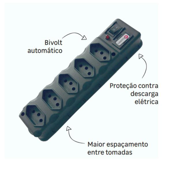 Imagem de Extensão 5 Tomadas Com Fusível De Proteção