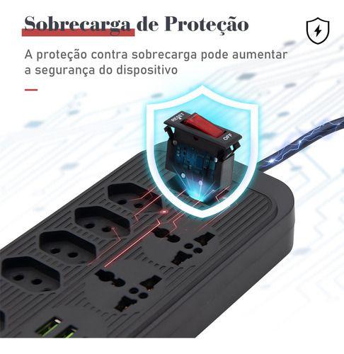 Imagem de Extensão 5t 2 Usb 1 Pd 2 Universal Proteção Led Bivolt Power