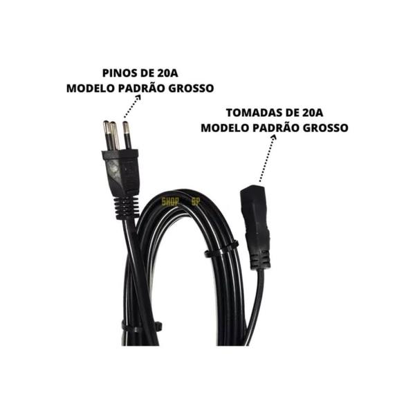 Imagem de Extensão Cabo PP Cordão Prolongador Com 5 Metros Preto 3x2,50mm - Megatron