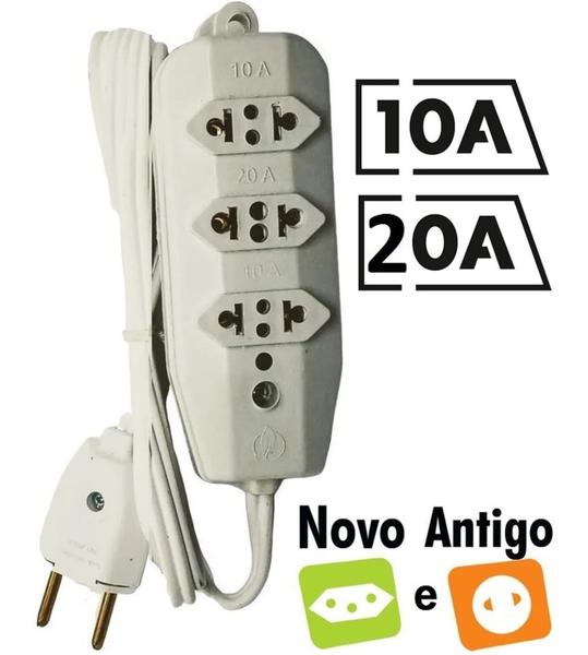 Imagem de Extensão Compacta 03 Tomadas 05 M Padrão Novo E Antigo universal