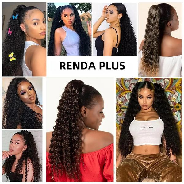 Extensão de Cabelo Sintético Crespo - Rabo de Cavalo 26 Polegadas - Cor Natural Imagem de Extensão de Cabelo Sintético Crespo - Rabo de Cavalo 26 Polegadas - Cor Natural