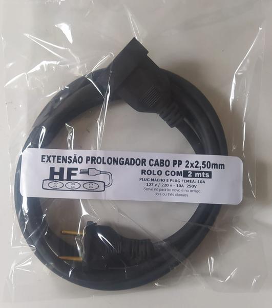 Imagem de Extensão Elétrica 02 Metros 10a Prolongador Cabo Pp2x2,5mm Plug Bipolar Injetado