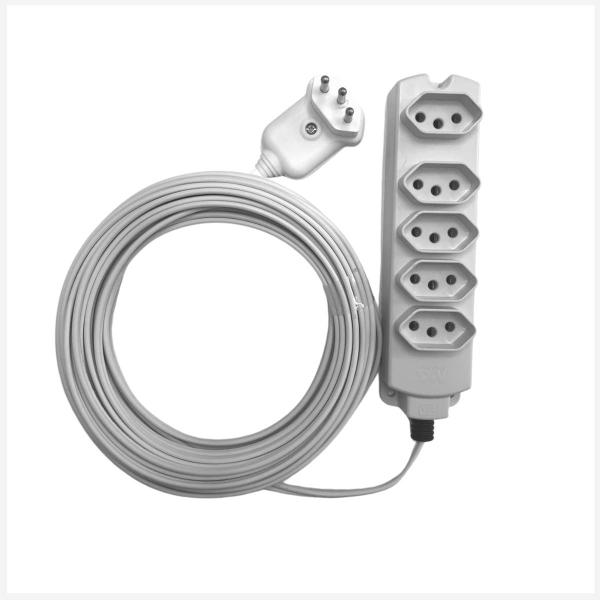 Imagem de Extensão Elétrica 10a Cabo Paralelo 20 Metros de 5 Tomadas