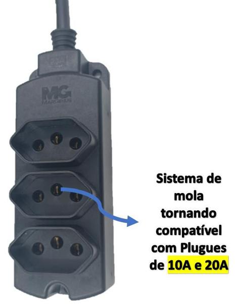 Imagem de Extensão Elétrica 5 Metros Cabo PP 2x2,5mm Reforçado 10A/20A