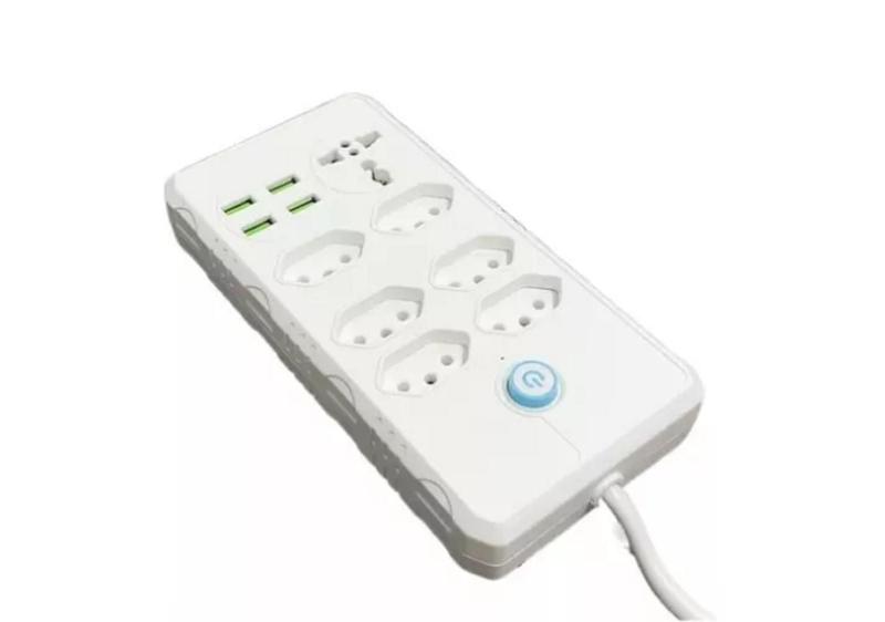 Imagem de Extensão Elétrica 7 Tomadas Régua Bivolt C/ 4 Usb Cabo 2m -a