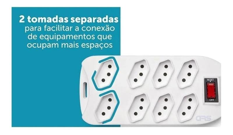 Imagem de Extensão Elétrica 8 Tomadas 10A Régua Bivolt Cabo 1,8M